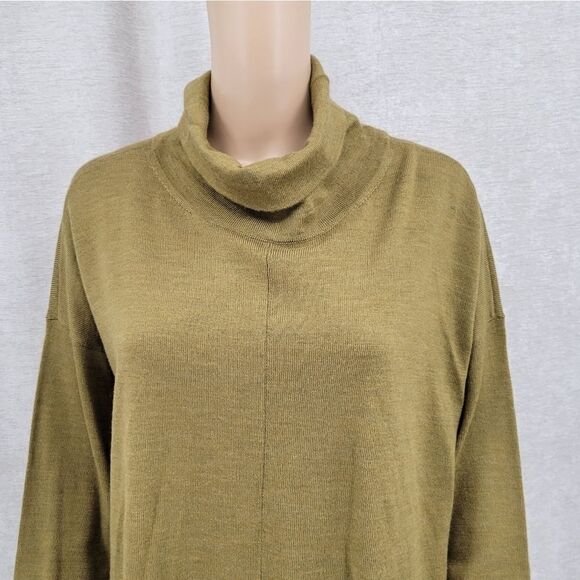 Eileen Fisher Green Merino Wool Turtleneck Sweater Women's Large - Picture 2 of 13